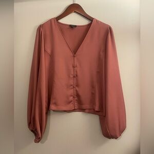 Ann Taylor Factory V-Neck Blouse in Rose